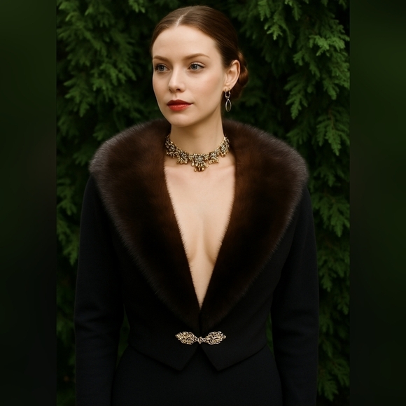 VINTAGE BLACK Fancy Fur jacket by Hadley Sze S - Picture 1 of 15